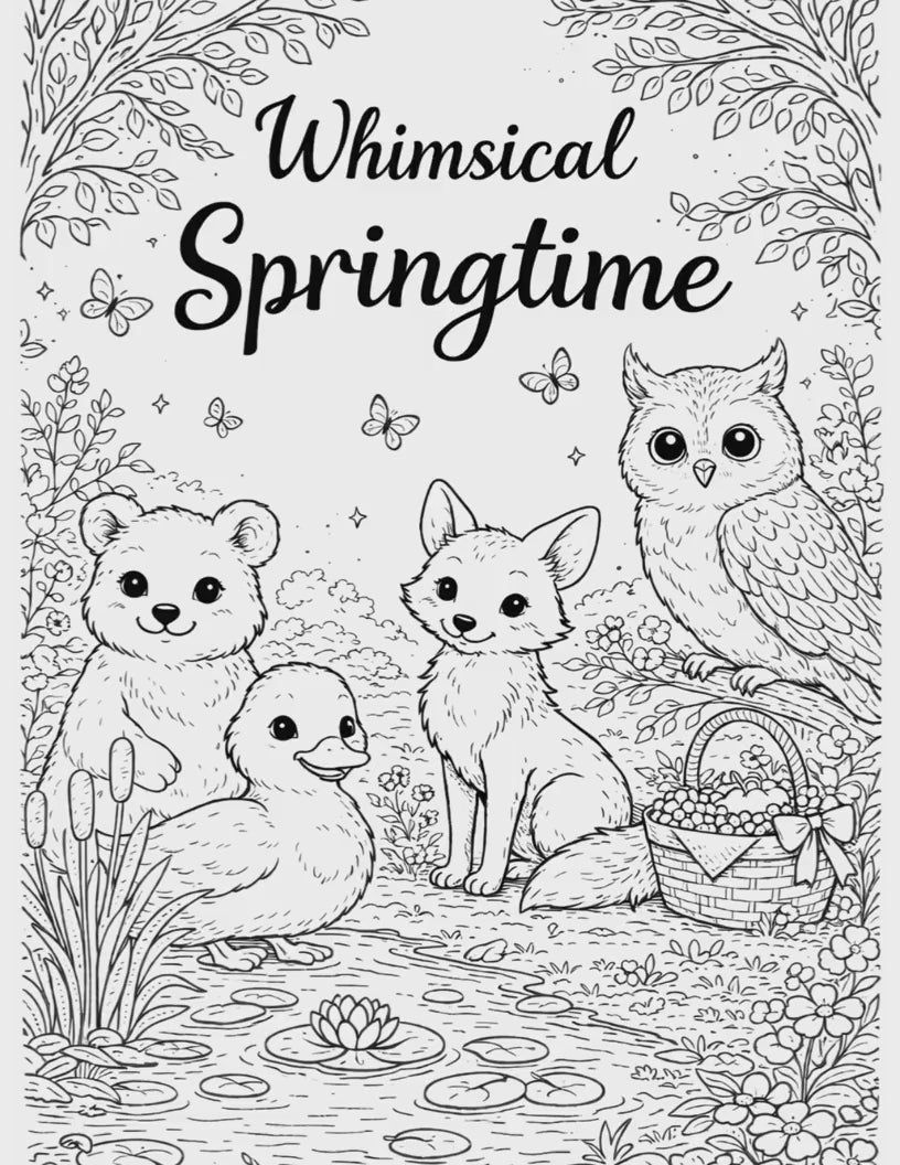 Whimsical Springtime Woodland Coloring Book Download